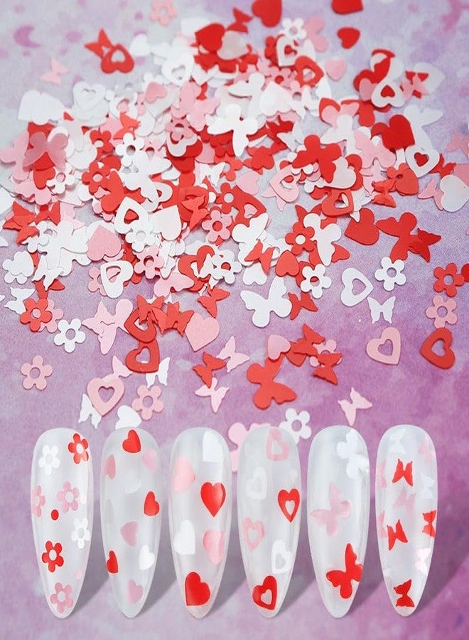 CTTHNBD Valentine's Day Nail Art Glitters Sequins, 3 Boxes Holographic Hearts Nail Art Flakes Red Heart Glitter Sticker Decals Mixed Color Hearts Nail Sequins for Manicure DIY Decorations 36 Styles - Image 5
